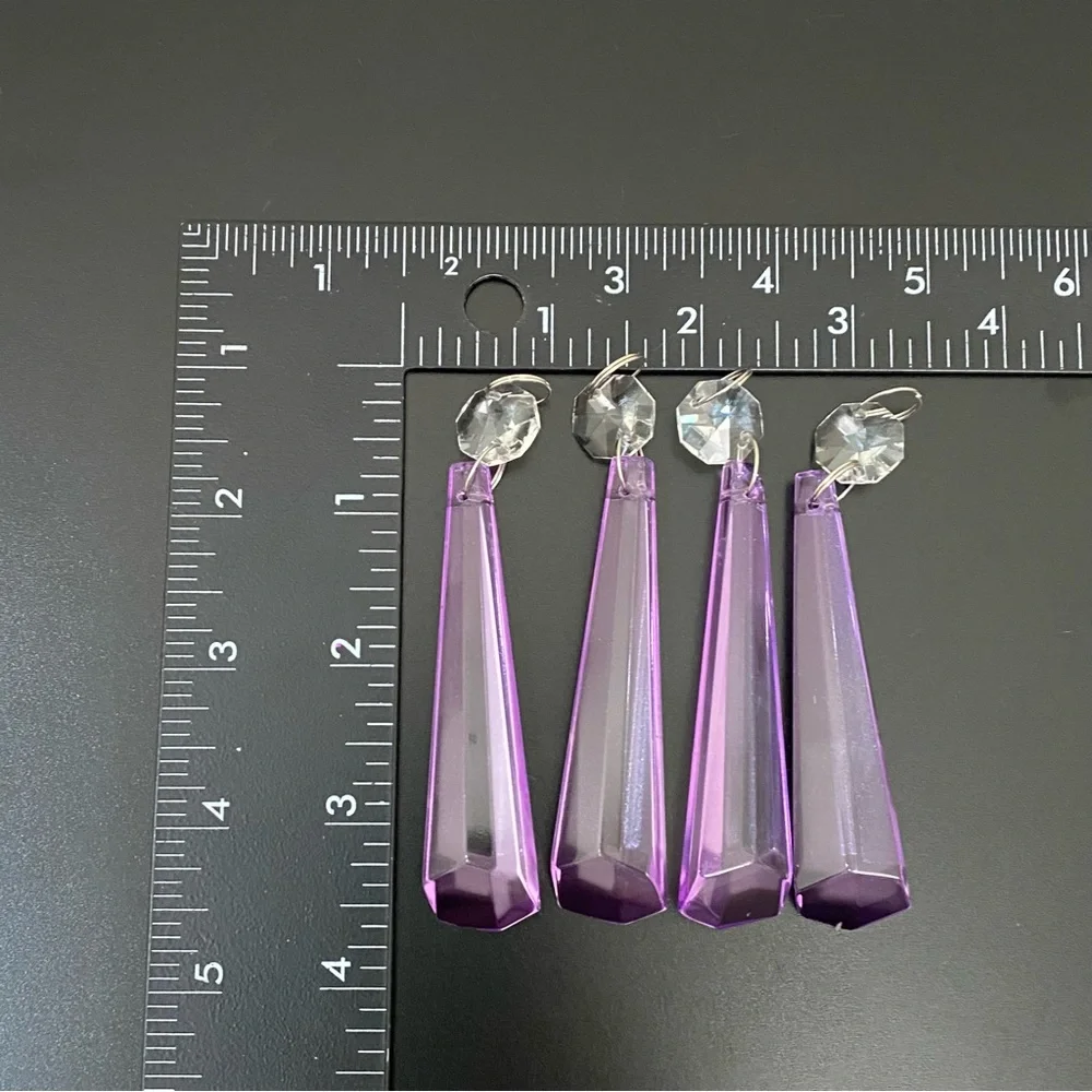 22pcs  Lilac Lavender Purple 3.5” Icicle Drop Chandelier Prism Lamp Replacement - Picture 3 of 12